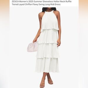 NWT White Layered Midi Dress